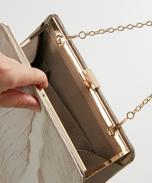 Callarus（カラルス）の「リーフ柄ジャガードクラッチバッグ〔Callarus〕（クラッチバッグ・レディース・ブラック/グレイッシュベージュ/ベージュ・FREE）」の7枚目の写真