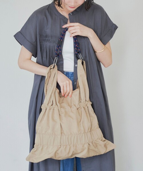 coen（コーエン）の「2WAY パラコードギャザートートバッグ（Ｍ）（トートバッグ・レディース・ブラック/オリーブ/レッド/ベージュ/その他1・FREE）」の3枚目の写真