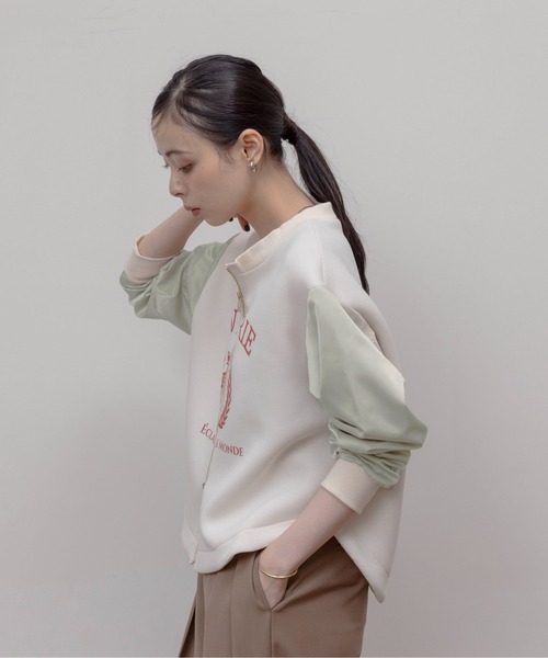 新品　今季新作　エイミーロウ　カレッジロゴ カーデ ブルゾン　アイボリー カレッジロゴ カーデ ブルゾン Eimee Law│Eimee Law & LHELBIE 公式