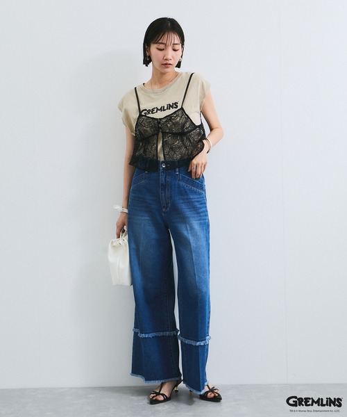 VIS(ビス)の「【グレムリン】VIS別注 ビンテージ風レタリング&フォトTシャツ(Tシャツ/カットソー・レディース・スミクロ/ベージュ・FREE)」の6枚目の写真