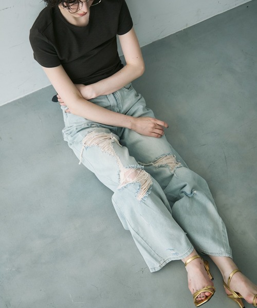 Trish(トリッシュ)の「ダメージレースデニムパンツ(デニムパンツ・レディース・サックスブルー・MEDIUM/SMALL)」の13枚目の写真