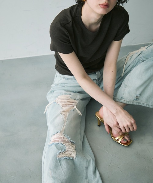 Trish(トリッシュ)の「ダメージレースデニムパンツ(デニムパンツ・レディース・サックスブルー・MEDIUM/SMALL)」の14枚目の写真