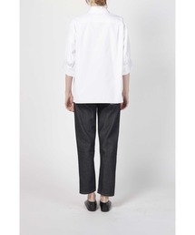 JIL SANDER / ジルサンダー | 2022SS | ゼブラ柄 パフスリーブ ギャザー 半袖ブラウス | 34 | ホワイト | レディース JIL SANDER（ジルサンダー） | 2022SS | ゼブラ柄 パフスリーブ
