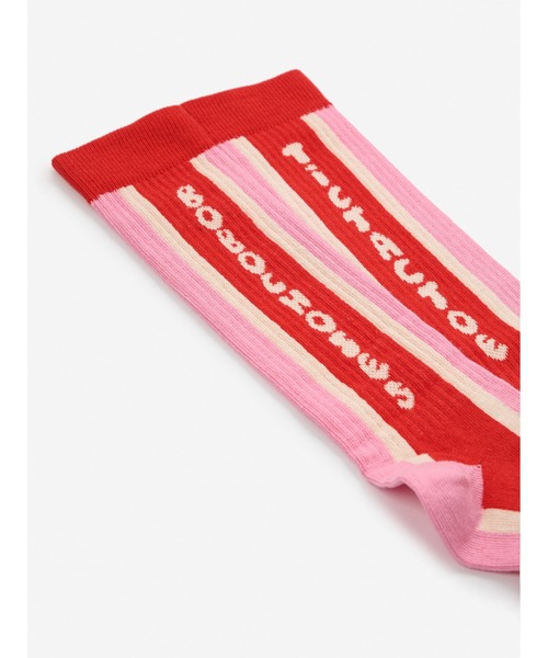BOBO CHOSES(ボボショーズ)の「Tic Tac Toe extra long socks(ソックス/靴下・キッズ・ピンク・35-37/32-34/29-31/26-28/23-25/38-40)」の2枚目の写真