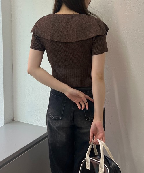 continuer de NICE CLAUP(コンティニューデナイスクラップ)の「BIG衿ZIPカーデ(ニット/セーター・レディース・ブラウン/オフホワイト/ブルー/チャコールグレー・FREE)」の22枚目の写真