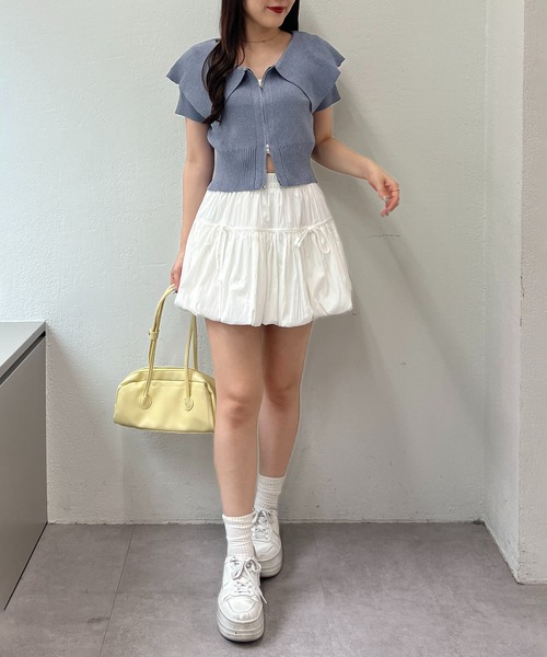 continuer de NICE CLAUP(コンティニューデナイスクラップ)の「BIG衿ZIPカーデ(ニット/セーター・レディース・ブラウン/オフホワイト/ブルー/チャコールグレー・FREE)」の20枚目の写真