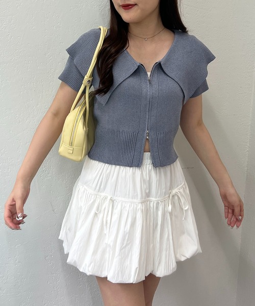 continuer de NICE CLAUP(コンティニューデナイスクラップ)の「BIG衿ZIPカーデ(ニット/セーター・レディース・ブラウン/オフホワイト/ブルー/チャコールグレー・FREE)」の18枚目の写真