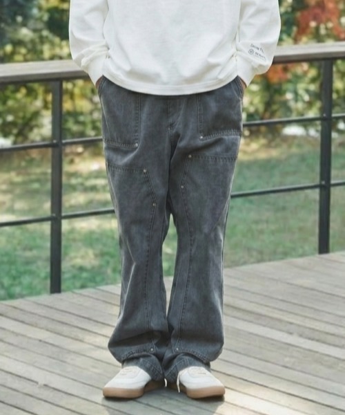 SUPERTHANKS(スーパーサンクス)の「ダブルニーベイカーパンツDouble Knee Baker Pants(デニムパンツ・メンズ・ブルー/グレー/ライトカーキ・S/M/L)」の4枚目の写真