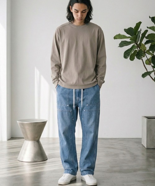 SUPERTHANKS(スーパーサンクス)の「ダブルニーベイカーパンツDouble Knee Baker Pants(デニムパンツ・メンズ・ブルー/グレー/ライトカーキ・S/M/L)」の7枚目の写真
