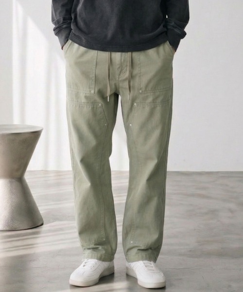 SUPERTHANKS(スーパーサンクス)の「ダブルニーベイカーパンツDouble Knee Baker Pants(デニムパンツ・メンズ・ブルー/グレー/ライトカーキ・S/M/L)」の10枚目の写真
