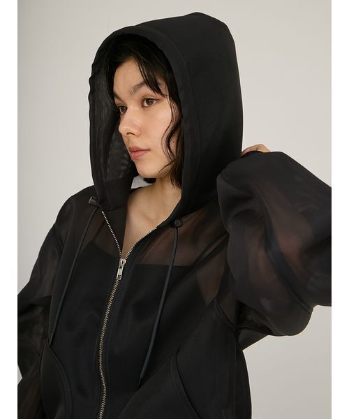 emmi（エミ）の「シアーダンボールジップフーディーブルゾン（ブルゾン・レディース・ダークグレー/オフホワイト・F）」の11枚目の写真