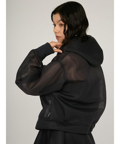 emmi（エミ）の「シアーダンボールジップフーディーブルゾン（ブルゾン・レディース・ダークグレー/オフホワイト・F）」の12枚目の写真