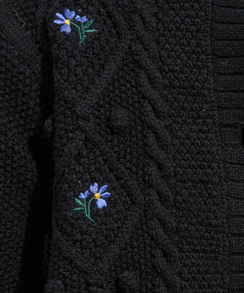 FREAK'S STORE(フリークスストア)の「花刺繍 カーディガン / パフスリーブ ニットカーディガン(カーディガン/ボレロ・レディース・ブラック/オフホワイト・フリ-)」の14枚目の写真