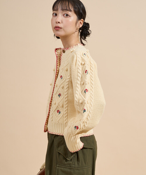 FREAK'S STORE(フリークスストア)の「花刺繍 カーディガン / パフスリーブ ニットカーディガン(カーディガン/ボレロ・レディース・ブラック/オフホワイト・フリ-)」の19枚目の写真