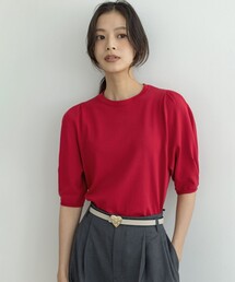 クルミボタン5分袖ニット