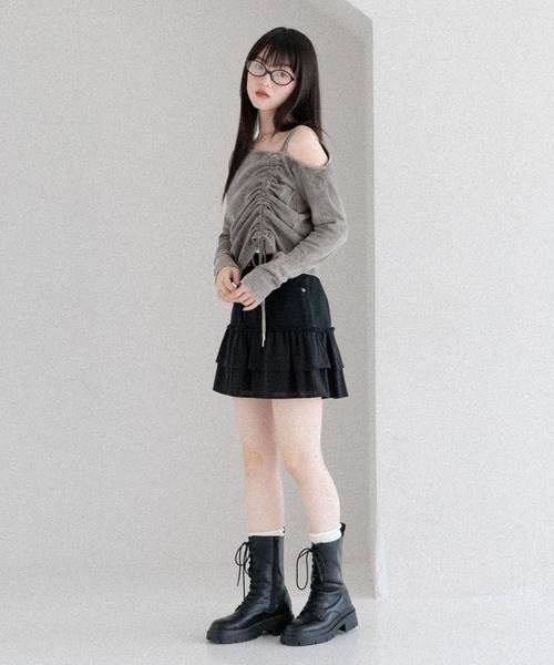 未使用 NAOKO TAKAI プリーツスカート レザーベルト 異素材切替 F 異素材mix切り替えプリーツスカート – m_r tokyo