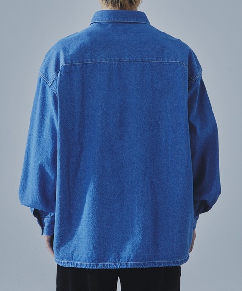 SLICK(スリック)の「【SLICK/スリック】9Oz Denim Drawstring Regular Shirt/9オンスデニムドロストレギュラーカラーシャツ(シャツ/ブラウス・メンズ・ブルー系その他/ワンウォッシュ・3/2/1)」の5枚目の写真