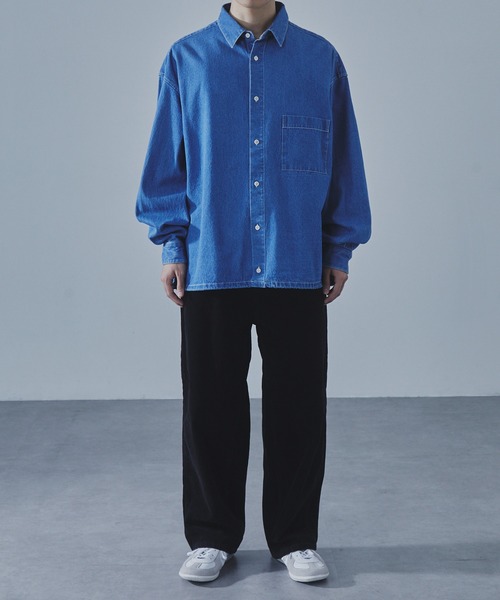 SLICK(スリック)の「【SLICK/スリック】9Oz Denim Drawstring Regular Shirt/9オンスデニムドロストレギュラーカラーシャツ(シャツ/ブラウス・メンズ・ブルー系その他/ワンウォッシュ・3/2/1)」の7枚目の写真