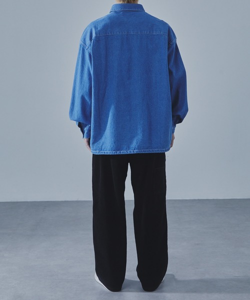 SLICK(スリック)の「【SLICK/スリック】9Oz Denim Drawstring Regular Shirt/9オンスデニムドロストレギュラーカラーシャツ(シャツ/ブラウス・メンズ・ブルー系その他/ワンウォッシュ・3/2/1)」の8枚目の写真