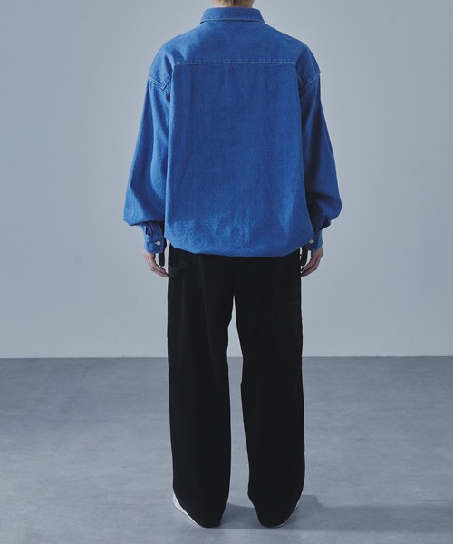 SLICK(スリック)の「【SLICK/スリック】9Oz Denim Drawstring Regular Shirt/9オンスデニムドロストレギュラーカラーシャツ(シャツ/ブラウス・メンズ・ブルー系その他/ワンウォッシュ・3/2/1)」の10枚目の写真