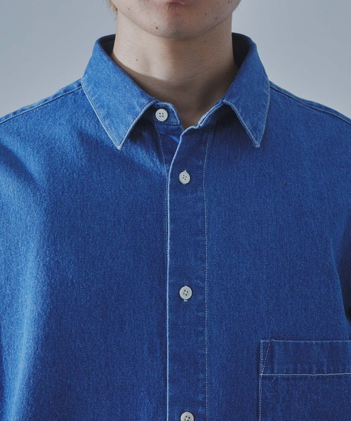 SLICK(スリック)の「【SLICK/スリック】9Oz Denim Drawstring Regular Shirt/9オンスデニムドロストレギュラーカラーシャツ(シャツ/ブラウス・メンズ・ブルー系その他/ワンウォッシュ・3/2/1)」の11枚目の写真