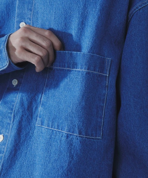 SLICK(スリック)の「【SLICK/スリック】9Oz Denim Drawstring Regular Shirt/9オンスデニムドロストレギュラーカラーシャツ(シャツ/ブラウス・メンズ・ブルー系その他/ワンウォッシュ・3/2/1)」の13枚目の写真