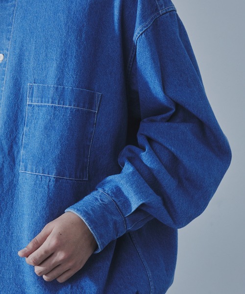 SLICK(スリック)の「【SLICK/スリック】9Oz Denim Drawstring Regular Shirt/9オンスデニムドロストレギュラーカラーシャツ(シャツ/ブラウス・メンズ・ブルー系その他/ワンウォッシュ・3/2/1)」の15枚目の写真