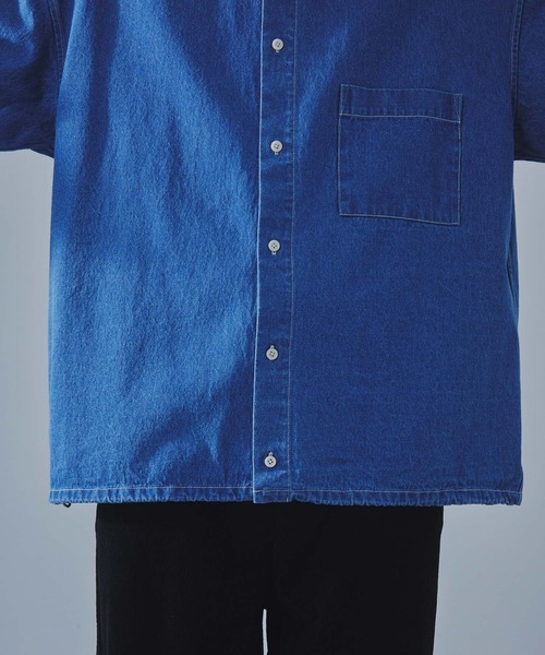 SLICK(スリック)の「【SLICK/スリック】9Oz Denim Drawstring Regular Shirt/9オンスデニムドロストレギュラーカラーシャツ(シャツ/ブラウス・メンズ・ブルー系その他/ワンウォッシュ・3/2/1)」の16枚目の写真