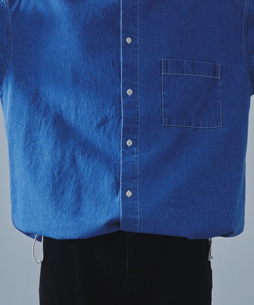 SLICK(スリック)の「【SLICK/スリック】9Oz Denim Drawstring Regular Shirt/9オンスデニムドロストレギュラーカラーシャツ(シャツ/ブラウス・メンズ・ブルー系その他/ワンウォッシュ・3/2/1)」の17枚目の写真
