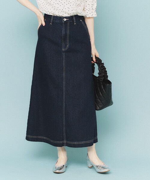 セール】《丈が選べる》Aラインデニムロングスカート【洗濯機洗い可
