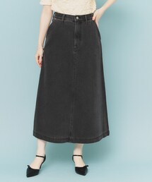 index | 《丈が選べる》Aラインデニムロングスカート【洗濯機洗い可】(デニムスカート)