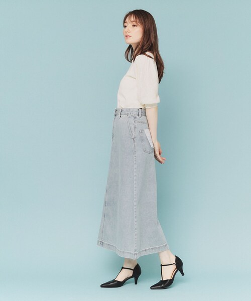 セール】《丈が選べる》Aラインデニムロングスカート【洗濯機洗い可