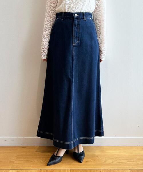 セール】《丈が選べる》Aラインデニムロングスカート【洗濯機洗い可