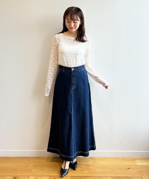 セール】《丈が選べる》Aラインデニムロングスカート【洗濯機洗い可