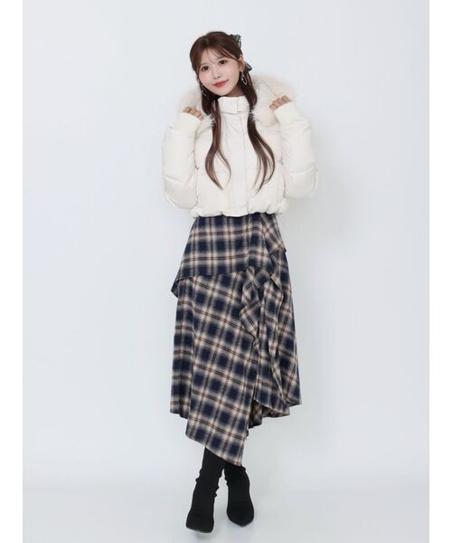 EATME（イートミー）の「チェックドレープスカート（スカート・レディース・ネイビー/グレー/ワイン・FREE）」の16枚目の写真