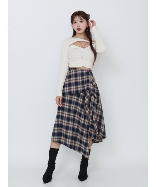 EATME（イートミー）の「チェックドレープスカート（スカート・レディース・ネイビー/グレー/ワイン・FREE）」の18枚目の写真