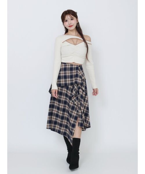 EATME（イートミー）の「チェックドレープスカート（スカート・レディース・ネイビー/グレー/ワイン・FREE）」の19枚目の写真
