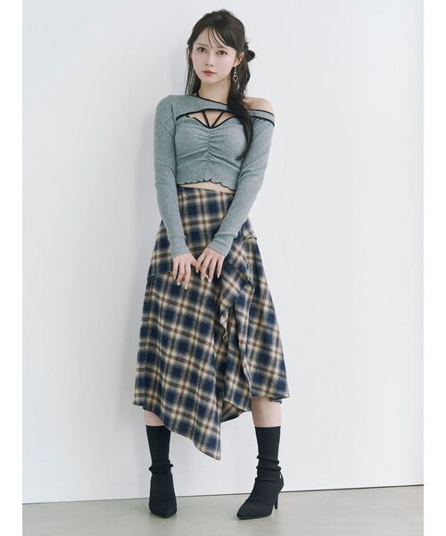 EATME（イートミー）の「チェックドレープスカート（スカート・レディース・ネイビー/グレー/ワイン・FREE）」の20枚目の写真