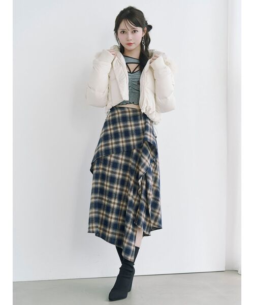 EATME（イートミー）の「チェックドレープスカート（スカート・レディース・ネイビー/グレー/ワイン・FREE）」の21枚目の写真