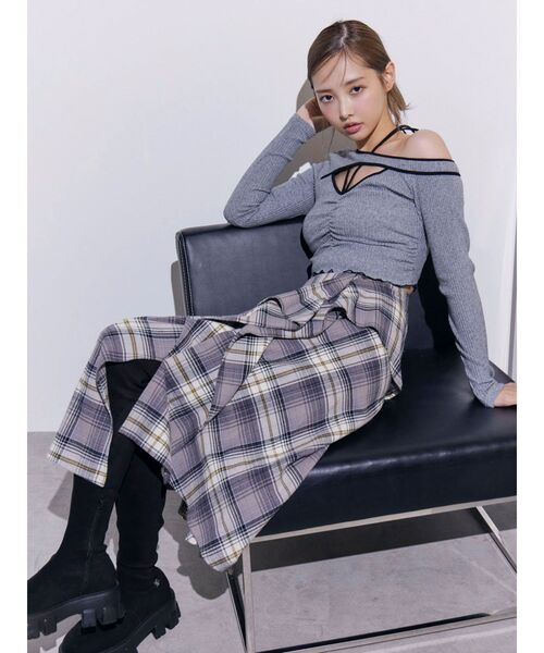 EATME（イートミー）の「チェックドレープスカート（スカート・レディース・ネイビー/グレー/ワイン・FREE）」の22枚目の写真