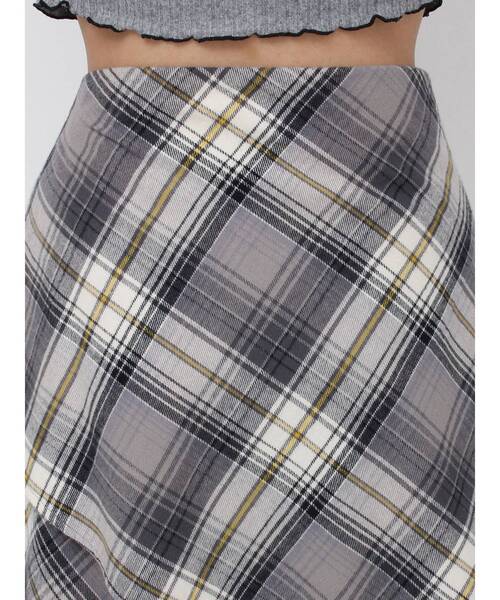 EATME（イートミー）の「チェックドレープスカート（スカート・レディース・ネイビー/グレー/ワイン・FREE）」の4枚目の写真