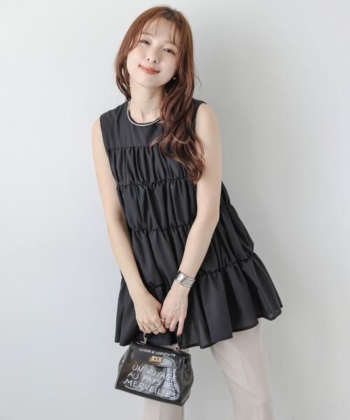 La-gemme（ラジェム）の「ティアードシアーチュニックブラウス（チュニック・レディース・ホワイト/ブラック・フリー）」の9枚目の写真