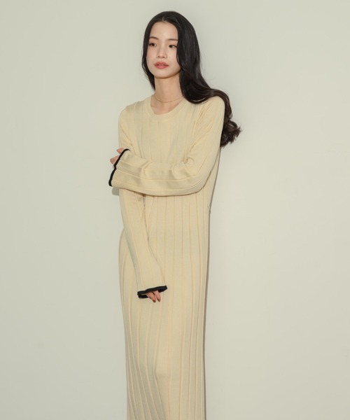 NEUNA（ヌナ）の「ワイドリブニットワンピース（ワンピース・レディース・アイボリー/ブラウン/グレー・FREE）」の9枚目の写真