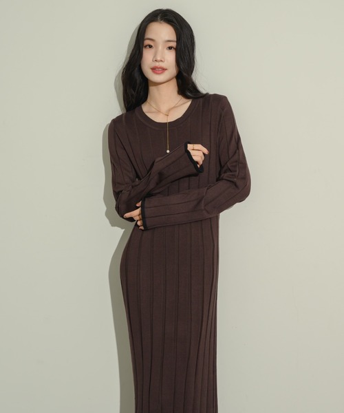 NEUNA（ヌナ）の「ワイドリブニットワンピース（ワンピース・レディース・アイボリー/ブラウン/グレー・FREE）」の18枚目の写真