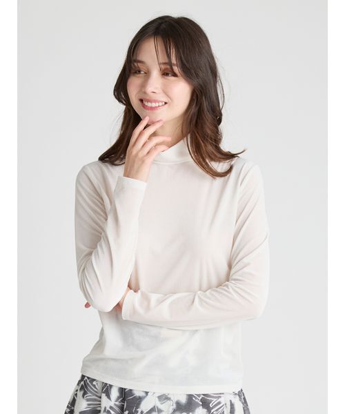 CELFORD（セルフォード）の「ベロアセミシアートップス（Tシャツ/カットソー・レディース・ブラック/オフホワイト・F）」の2枚目の写真