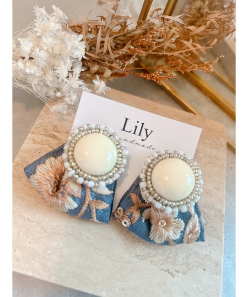 Lily accessory】ビーズ刺繡のインド刺繡リボン