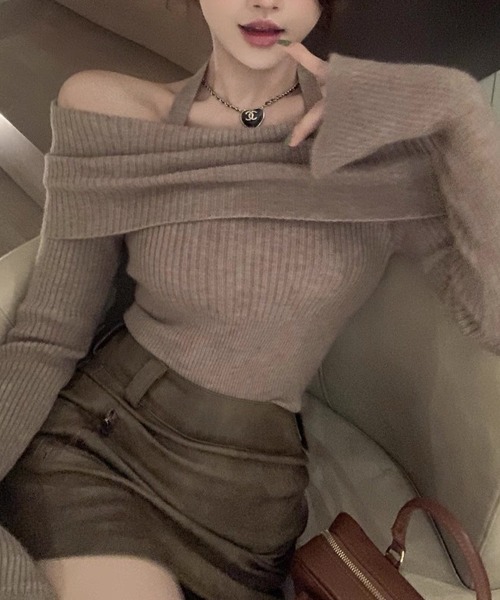 SEN TOKYO(セントーキョー)の「オフショルダー ニットトップス(Tシャツ/カットソー・レディース・ブラック/ブラウン/グレー/ホワイト・SMALL/MEDIUM)」の18枚目の写真