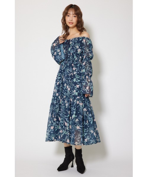 rienda（リエンダ）の「レースアップフラワーパターンフレアワンピース 秋服 冬服（ワンピース・レディース・ライトピンク/ブラウン/ネイビー・FREE）」の14枚目の写真