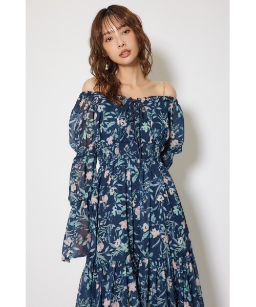 rienda（リエンダ）の「レースアップフラワーパターンフレアワンピース 秋服 冬服（ワンピース・レディース・ライトピンク/ブラウン/ネイビー・FREE）」の16枚目の写真
