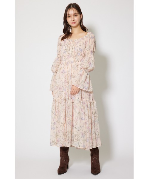 rienda（リエンダ）の「レースアップフラワーパターンフレアワンピース 秋服 冬服（ワンピース・レディース・ライトピンク/ブラウン/ネイビー・FREE）」の21枚目の写真
